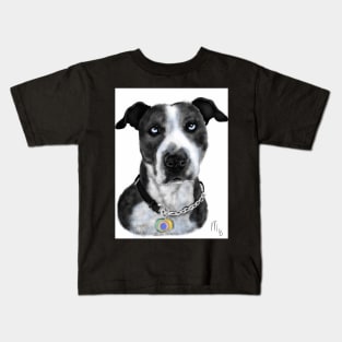 Pit Bull with Blue Eyes Kids T-Shirt